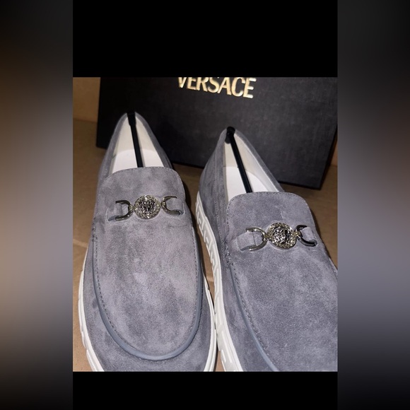 Versace Medusa MEDUSA '95 SUEDE GRECA LOAFERS Gray - Picture 3 of 8